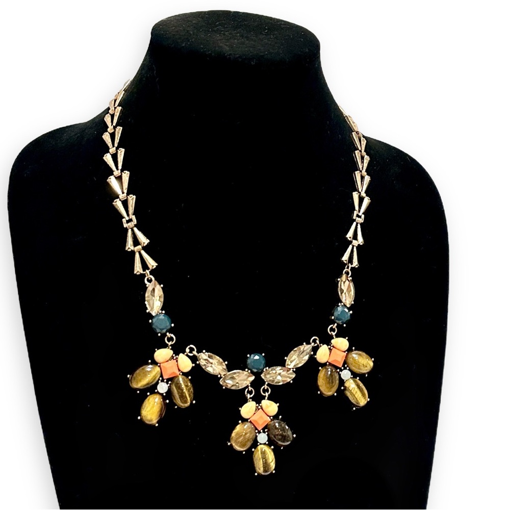 EVEREVE Sunset-Toned Tigers Eye & Citrine Brass Statement Necklace | NWT - Picture 5 of 8